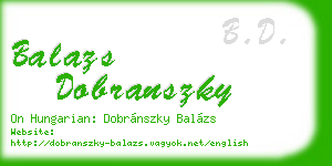 balazs dobranszky business card